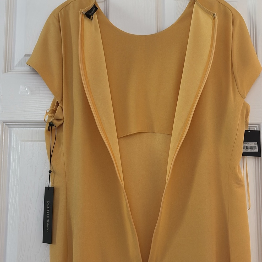 Francisco Costa For Calvin Klein Mustard Yellow Dress- SIZE 10 - Picture 10 of 17